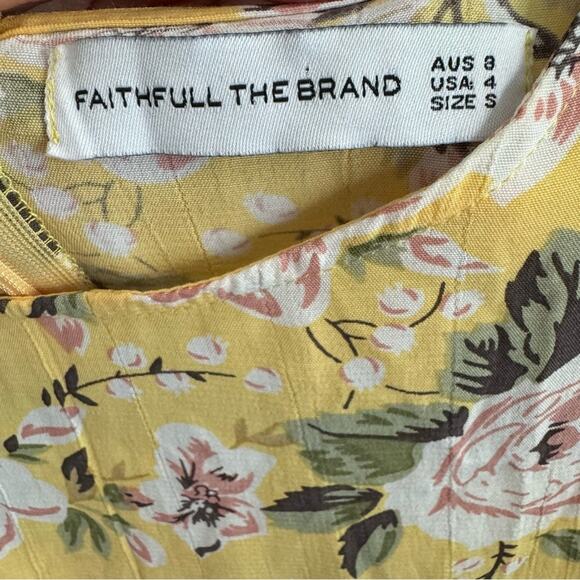 Faithful The Brand Yellow Jeanette Floral Mini Dress Size Small - Picture 9 of 9